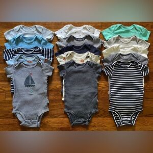 Carter’s 100% Cotton Short-sleeve Onesie Bodysuit Lot of 15 Baby Boys Size 12M